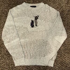 Vintage Pinnacle Golf Sweater Size Medium Men Embroidered Golfer Motif Pullover